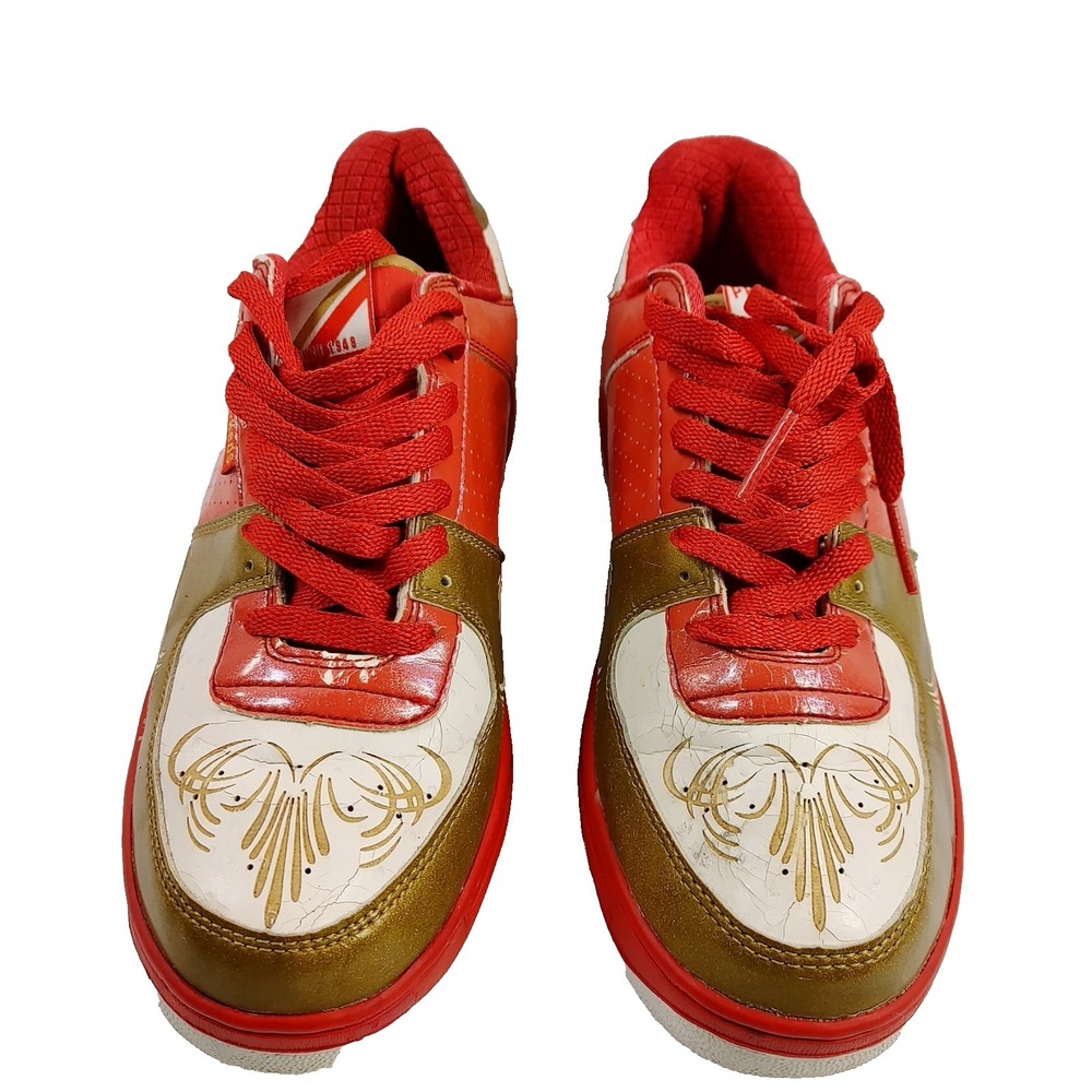 Pro Keds Men's Size 10 24k Gold Red Leather Sneakers Shoe Low Top